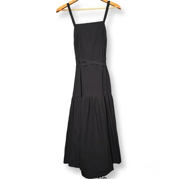 EVERLANE • Pinafore Dress - Cotton Stretch Tiered Spaghetti Strap w/ Pockets 00 - Picture 2 of 16